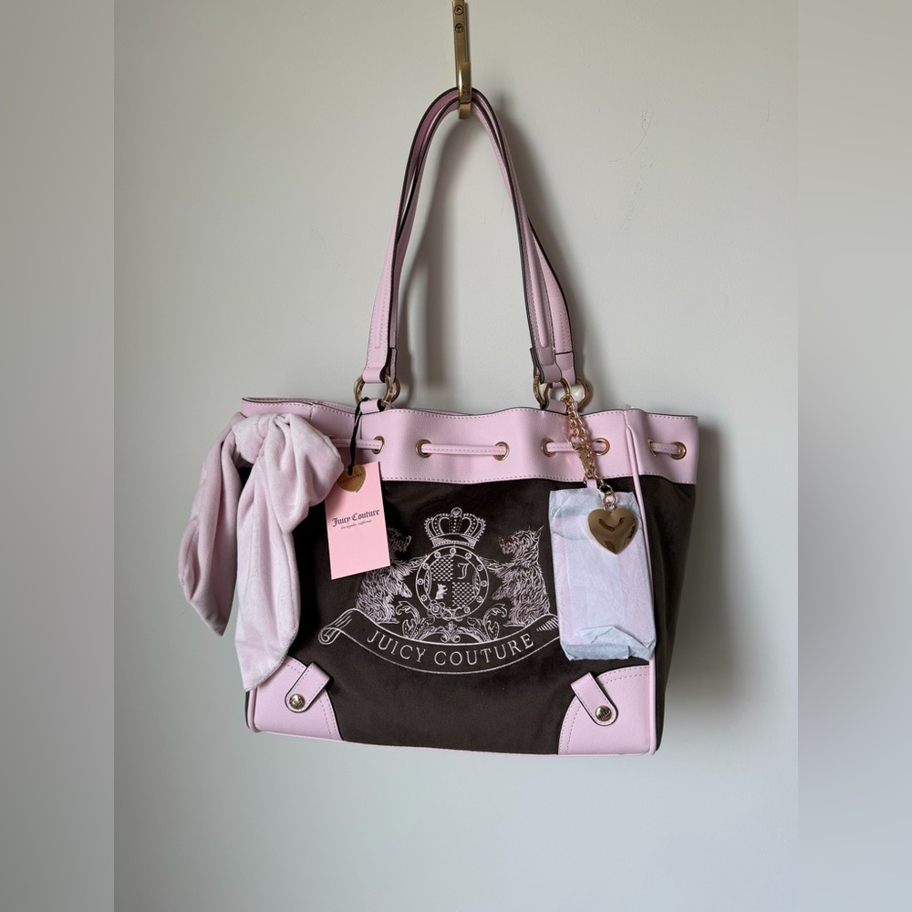 Viral Juicy Couture Pink and Brown Daydreamer Tote Bag